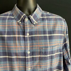 J.Crew Slim Flex Oxford Shirt Mens Large Plaid Striped Button Up Casual
